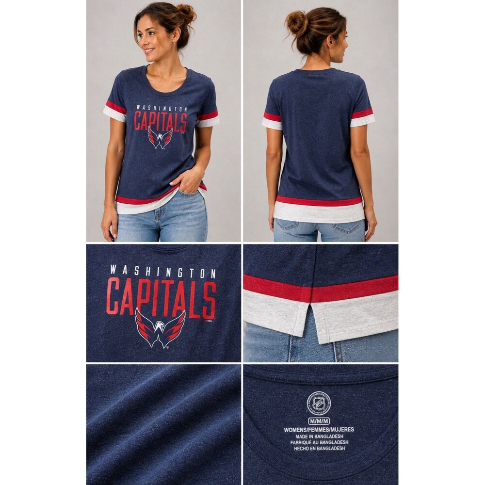 NWT Washington Capitals Womens Tee Size M Navy NHL Official